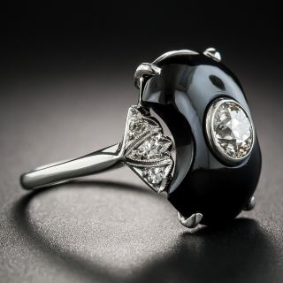 Art Deco Black Onyx and Diamond Ring