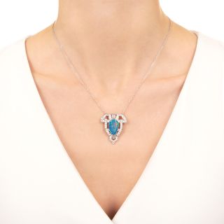 Art Deco Black Opal and Diamond Necklace