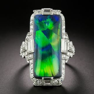 Art Deco Black Opal and Diamond Ring by Birks - 2