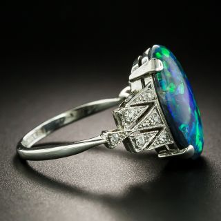 Art Deco Black Opal and Diamond Ring