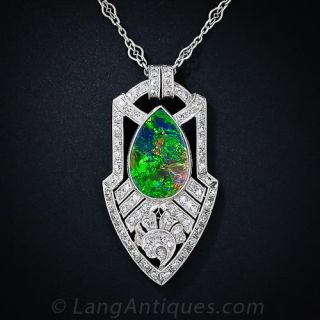 Art Deco Black Opal Necklace