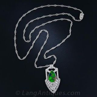 Art Deco Black Opal Necklace