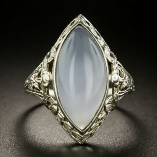 Art Deco Blue Chalcedony Ring - 3