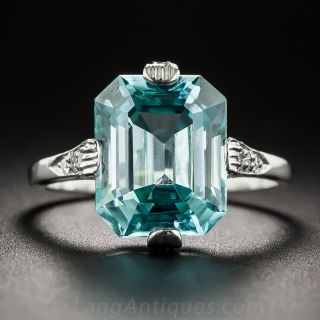 Art Deco Blue Zircon Diamond Ring