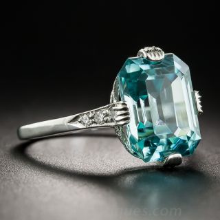 Art Deco Blue Zircon Diamond Ring