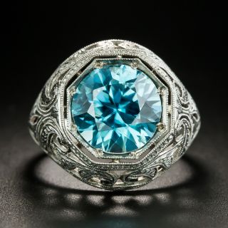 Art Deco Blue Zircon Ring - 2