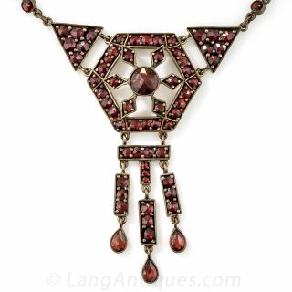 Art Deco Bohemian Garnet Necklace