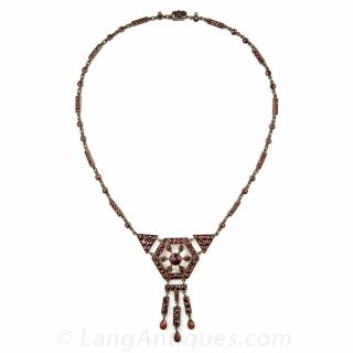 Art Deco Bohemian Garnet Necklace