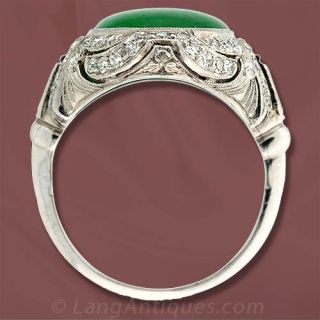 Art Deco Burmese Jade Diamond Ring