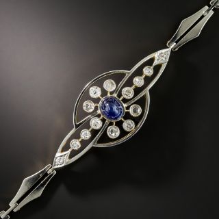 Edwardian Cabochon Sapphire and Diamond Bracelet - 1