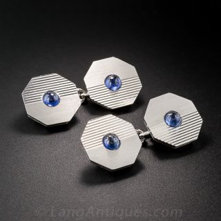 Art Deco Cabochon Sapphire Cufflinks