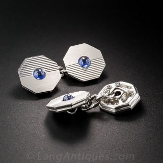 Art Deco Cabochon Sapphire Cufflinks