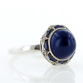 Art Deco Cabochon Sapphire Ring