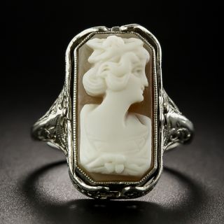 Art Deco Cameo/Onyx Filigree 'Flip' Ring