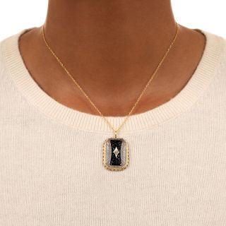 Art Deco Camphor Glass and Diamond Pendant 