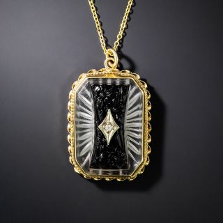 Art Deco Camphor Glass and Diamond Pendant - 2