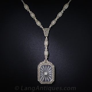 Art Deco Camphor Glass Sautoir Necklace