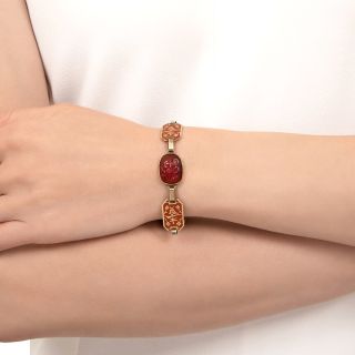 Art Deco Carnelian and Enamel Bracelet