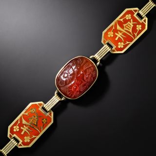 Art Deco Carnelian and Enamel Bracelet - 3
