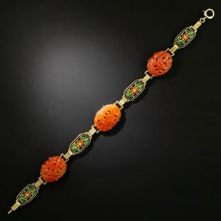 Art Deco Carnelian and Enamel Bracelet by Richardson, USA - 2