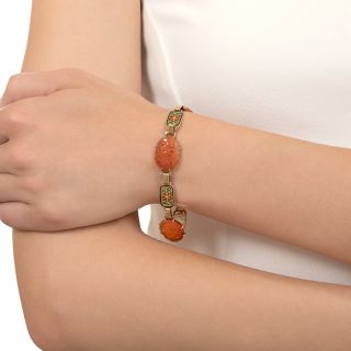 Art Deco Carnelian and Enamel Bracelet by Richardson, USA