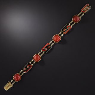 Art Deco Carnelian and Enamel Bracelet - 2