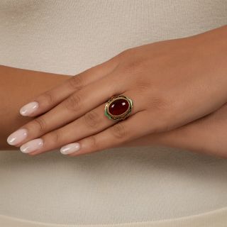 Art Deco Carnelian And Enamel Ring