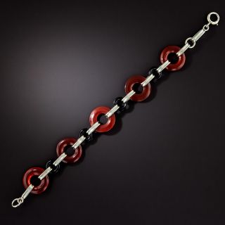 Art Deco Carnelian and Onyx Bracelet - 1