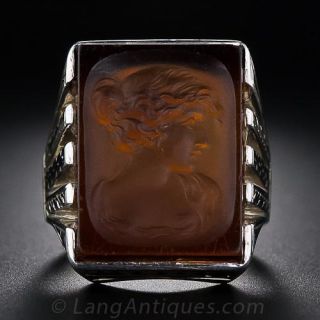Art Deco Carnelian Intaglio Ring