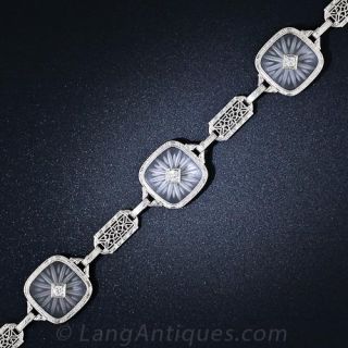 Art Deco Carved Crystal and Diamond Bracelet