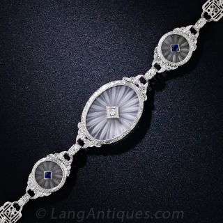 Art Deco Carved Crystal Filigree Bracelet