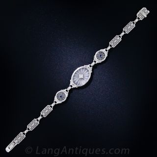 Art Deco Carved Crystal Filigree Bracelet