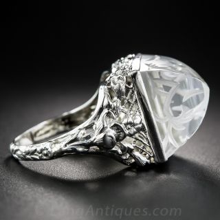 Art Deco Carved Crystal Quartz Ring
