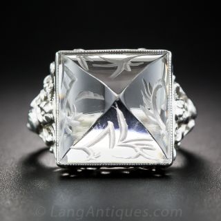 Art Deco Carved Crystal Quartz Ring