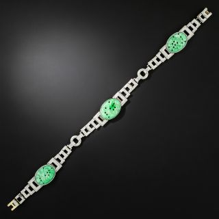 Art Deco Carved Jade Bracelet - 2