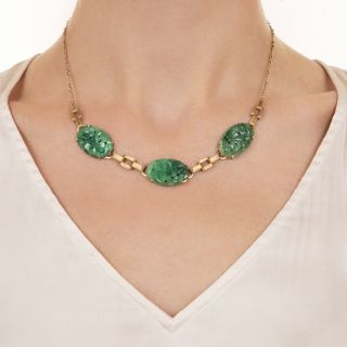 Art Deco Carved Jadeite Necklace