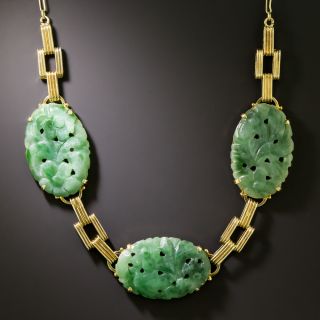 Art Deco Carved Jadeite Necklace - 2