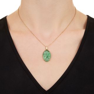 Art Deco Carved Jadeite Pendant