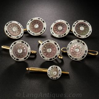 Art Deco Carved Mother-of-Pearl Five Piece Dress Set