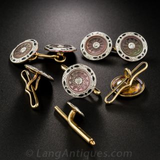 Art Deco Carved Mother-of-Pearl Five Piece Dress Set