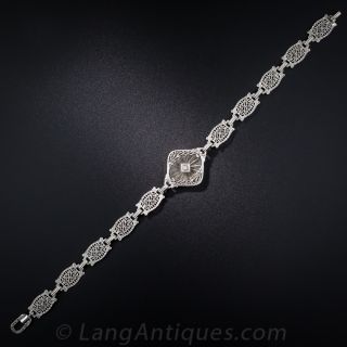 Art Deco Carved Quartz and Diamond Bracelet