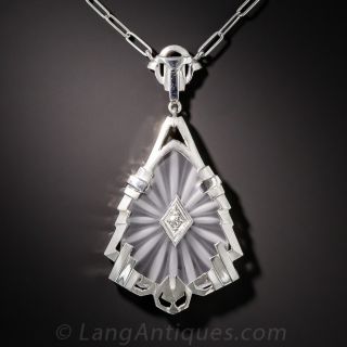 Art Deco Carved Quartz Pendant