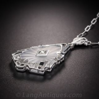 Art Deco Carved Quartz Pendant