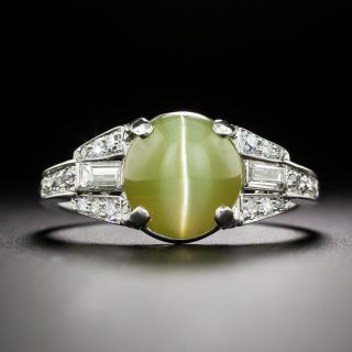 Art Deco Cat's-Eye Chrysoberyl and Diamond Ring - 3