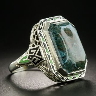 Art Deco Chalcedony Enamel Ring