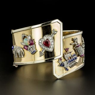 Art Deco Charm Bangle Bracelet - 1