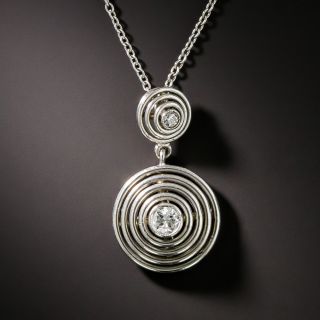 Art Deco Circular Diamond Drop Pendant - 2