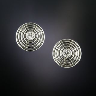 Art Deco Circular Diamond Stud Earrings - 2