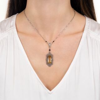 Art Deco Citrine and Onyx Necklace