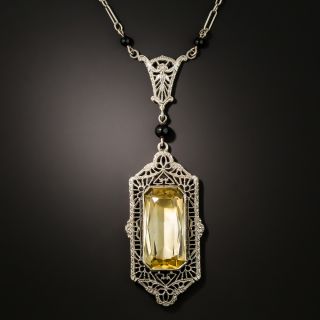 Art Deco Citrine and Onyx Necklace - 3
